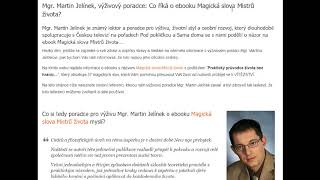 Mgr Martin Jelínek výživový poradce Co říká o ebooku Magická slova Mistrů života [upl. by Mccallion]