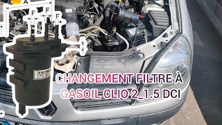 Changer filtre à gasoil Renault Clio 2 15 DCI [upl. by Areik]