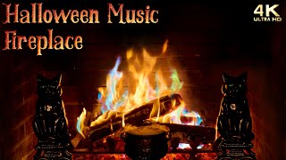 Halloween Fireplace with Instrumental Halloween Music Ambience  Halloween Background  Spooky Fire [upl. by Grannie]