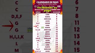 calendario de PAGOS de NOVIEMBRE 2024 letra G  ¿Cuando pagan la pension bienestar [upl. by Adev853]