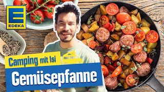 Gemüsepfanne mit Salsiccia  Camping Pfanne zum selber machen  Camping mit Isi [upl. by Baalbeer138]