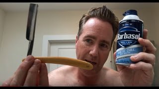 Shaving with Barbasol Arctic Chill and a Straight Razor [upl. by Anitnauq]