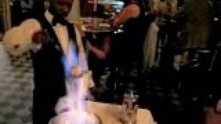 Fiery Irish Coffee at Hermes Bar Antoines Restaurant New Orleans [upl. by Lucilla]