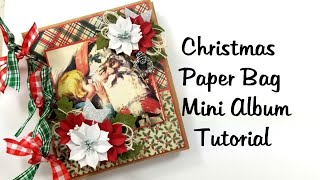 4 Sheet Challenge Easy Christmas Paper Bag Mini Album Pollys Paper Studio Authentique Paper DIY [upl. by Susy]