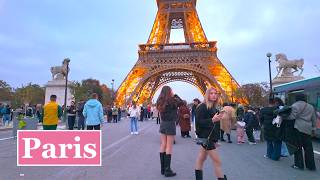 Paris France🇫🇷 HDR Walking Tour in Paris Paris evening walk Trocadero to Eiffel Tower [upl. by Ailana]