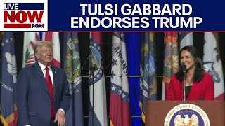 BREAKING Tulsi Gabbard Endorses Donald Trump at National Guard Event in Michigan  LiveNOW from FOX [upl. by Januisz236]