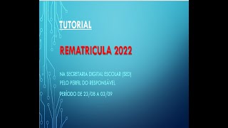 TUTORIAL REMATRICULA 2022 [upl. by Alim691]