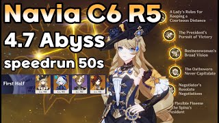 Navia C6 R5 47 Spiral Abyss Speedrun 50s [upl. by Nylknarf]