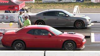 Hellcat Charger Hellcat vs Dodge Challenger Scat Pack  muscle cars drag racing [upl. by Etac]