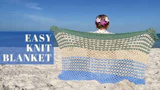 Sydney Easy Knit Lace Blanket Pattern Lapghan Afghan Throw Quick with Bulky Yarn for Beginners [upl. by Heddie]