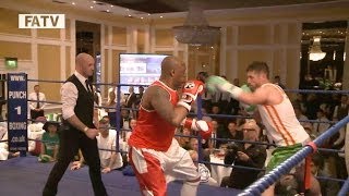 IANS WRIGHT HOOK Watch the Arsenal legends boxing match with best mate for charity [upl. by Calmas898]