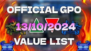 Official GPO trade value list UPDATE 10132024 [upl. by Leen467]