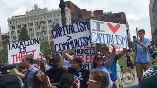 Procapitalism anticapitalism protesters spar at RNC [upl. by Ettinger582]