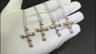 Tiffany Platinum 18K Yellow Gold Schlumberger Ten Diamond Cross Pendant Necklace [upl. by Adialeda]