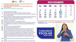 CALENDARIO ESCOLAR 20242025  Noviembre 2024Ministerio del Poder Popular para la Educación MPPE [upl. by Alegnaed]