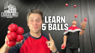 How To Juggle 5 Balls Juggling Tutorial [upl. by Umont]