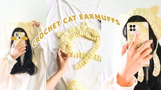 Crochet Cat Earmuffs Hướng dẫn móc miếng che tai mèo siêu ấm áp dành cho mùa đông Vyvascrochet [upl. by Arev]