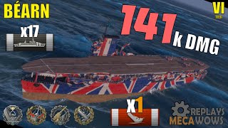 Béarn 140k DMG  World of Warships Gameplay [upl. by Kelula543]