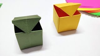 Origami Box with Lid How to make Origami box  Easy step by step tutorial paper box project [upl. by Fielding]