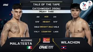 Alessio Malatesta Italia vs Wilachon PK Saenchai Laos  Muay Thai [upl. by Eillen]