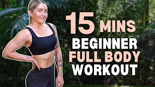 15 Min Full Body Beginner No Equipment Workout Low Impact Cardio [upl. by Nimesh]