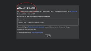 My roblox account got terminated [upl. by Zhang]