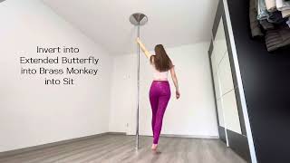 Pole Dance Combo Tutorial  Extended Butterfly into Brass Monkey [upl. by Dasteel]