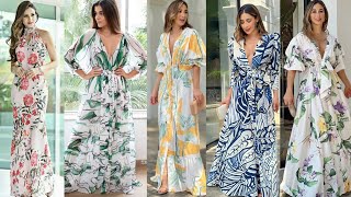 Vestidos Hermosas ideas y diseños de Vestidos Estampados Para Primavera  Verano 2024 [upl. by Tillie]