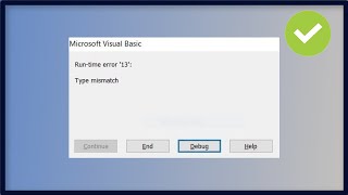 Microsoft Visual Basic  Run Time Error  13  Type Mismatch  Excel VBA [upl. by Alexandros]