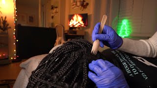 ASMR  Tingly Real Person ScalpPicking and Scratching on Braids  💤 Cozy Scalp Check No Talking [upl. by Oijile]