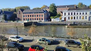 Barges sur la rivière dans la ville de Tournai Belgique2 [upl. by Anatak68]