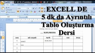 Excel de 5 Dakikada En Hızlı Tablo Hazırlama Dersi  Youtube de En Çok İzlenen Video [upl. by Lanna218]