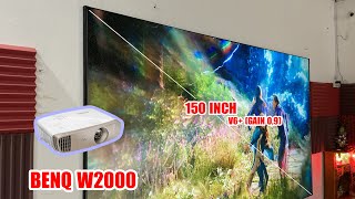 Test máy chiếu benq W2000 trên màn V6 150 inch [upl. by Abdella373]