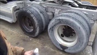 truck tire repair 2 finding a leak tighten valve stem [upl. by Nosyk234]