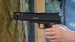 30ft Weihrauch HW 45 shooting with iron sights  4K Widescreen [upl. by Ylrrad]