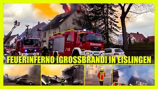 🔥🔥 Feuerinferno in Eislingen 🔥🔥 2 Drehleitern beim Großbrand 🚒 Feuerwehr Eislingen  Göppingen [upl. by Nuyh]