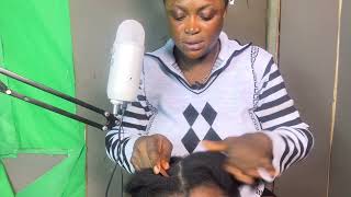 ASMR✨SOFT WHISPERSCALP SCRATCHING BRAIDING SHEA BUTTER MASSAGE AND GUM CRACKING ON MY COUSIN [upl. by Jereme]