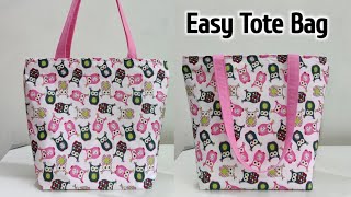 ZIPPERED TOTE BAG TUTORIAL  Simple Tote Bag with Lining  Shopping bag cutting and stitching  Bags [upl. by Struve]