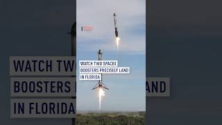 Two SpaceX boosters execute a precision landing at Cape Canaveral [upl. by Aicila]