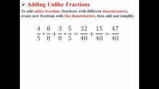 Adding and Subtracting Unlike Fractions [upl. by Oscar278]