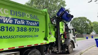 Garbage Truck in Action Picking Up Cans Flipping Lids garbagetrucks trashtruck garbagecollection [upl. by Nahshon]