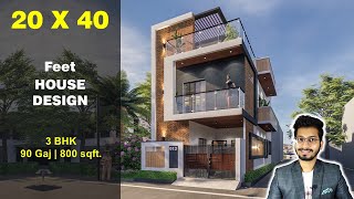 20x40 House Design 3D  90 Gaj  800 sqft  2040 house design  6X12 Meter  DV Studio [upl. by Canute56]