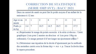 Statistique  Correction Bacc 2021 [upl. by Nybor]