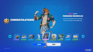 How to Unlock The PARADISE MEOWSCLES Skin in Fortnite All Purradise Meowscles Quests Rewards [upl. by Thorr905]