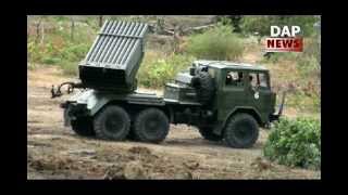 Cambodian Military BM21 Multiple Launch Rocket System MLRS New Test at ACO Kompong Speu [upl. by Notsle]