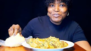 Asmr Mukbang Egusi Soup with Garri Fufu [upl. by Tabatha96]