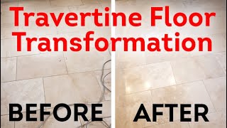 Travertine floor  repairing honing and polishing GRIME TO SHINE [upl. by Boniface]