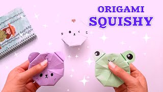 Origami Paper Squishy Cat Bear amp Frog  How to make squishy without glue amp tape [upl. by Harwin]