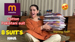 HUGE Meesho Cotton Pakistani Suit Haul🤩 [upl. by Matteo]