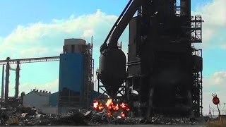 “L” Furnace DownComer amp Ash Bin  Bethlehem Steel  Controlled Demolition Inc [upl. by Atiuqam]